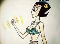 她是《葫芦小金刚》中的第一反派，葫芦娃几乎都败在她手下！