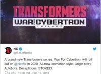 Netflix打造原创动画剧集《变形金刚：赛博坦之战》2020年放送