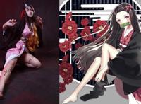 国外美女COS祢豆子，女仆装有点小性感，六岁小孩也来凑热闹