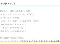 7月新番中哪个男性角色能够令人一见钟情？日媒公布调查问卷结果