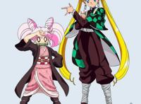 美少女战士与鬼灭之刃角色互换，女版伊之助性感，岩柱较可怜