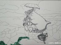 手绘宫崎峻动漫，身后有个怪兽男人默默守护