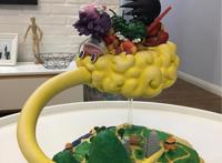 动漫手办模型：龙珠孙悟空和阿拉蕾冲上云霄场景