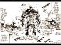 《七大罪》漫画333话，艾斯卡诺燃尽自己并且去世，玛琳深情吻别