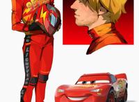 画师创作将动画角色拟人化，闪电麦昆就让你感觉强的看不见车尾灯