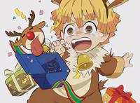 鬼灭之刃过圣诞，炭治郎化身圣诞老人，米豆子成为可爱小麋鹿