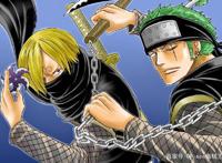 海贼王动漫联动：索隆、山治成忍者；女帝、路飞化身为波妞、宗介