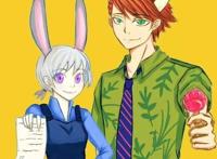 《疯狂动物城》拟人插画：狐狸男神和兔女郎日漫画风，这CP我爱了