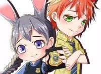 《疯狂动物城》拟人插画：狐狸男神和兔女郎日漫画风，这CP我爱了