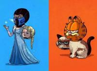 换头毁童年系列：绿巨人变成愤怒的小鸟，女神艾莎惨遭“换头”