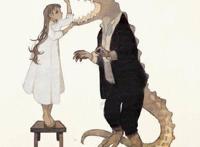 日本插画师笔下的小姐姐和鳄鱼先生，完全就是二次元的美女与野兽