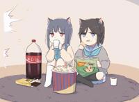 上厕所被猫咪围观，画师大佬把这个场景用动漫的方式画了下来