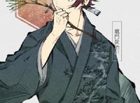 和服风的《鬼灭》主角团，善逸手持樱花独自美丽，猪头笑得像坏蛋