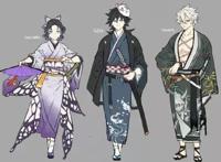 当九柱和三小强穿上和服时，善逸的画风真是爱了，蛇柱与恋柱很搭