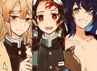 鬼灭之刃，长发三小强，炭治郎可爱，我妻善逸是什么神仙颜值啊！