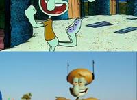 《海绵宝宝》动漫版VS电影版，看到派大星时心都被萌化了