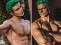 国外肌肉帅哥cos海贼王索隆，性感诠释绿藻头的筋肉魅力