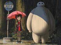 动漫中的人物神还原龙猫中的经典场景，大白版的龙猫很暖心！