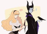 如果迪士尼反派变成主角，睡美人给女巫梳头，白雪给皇后照镜子