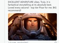 《光年正传》首波影评解禁，大获好评：皮克斯最令人震撼的电影