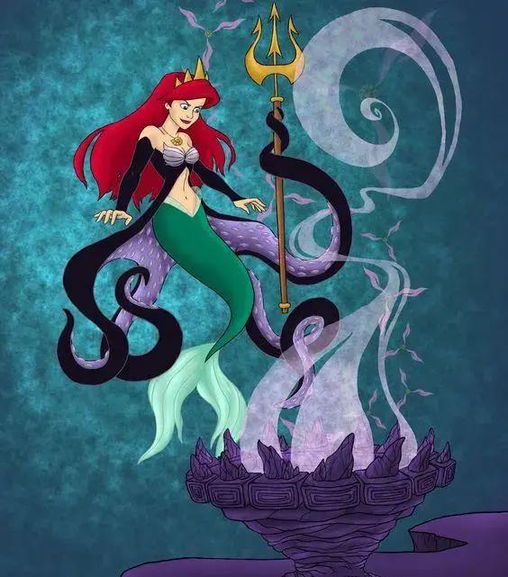 当迪士尼公主成为反派，白雪公主不再善良，爱丽儿与海妖合体