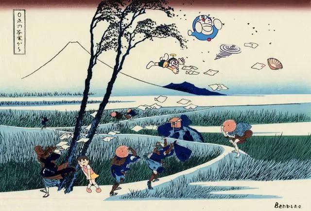 《哆啦A梦》遇上“浮世绘”，次元壁在哪呢？大雄都要变身007了