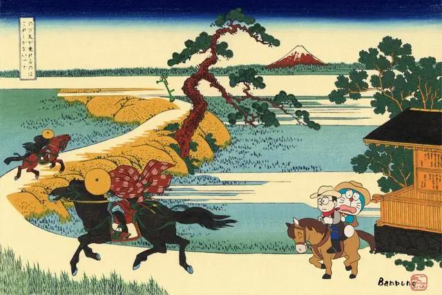 《哆啦A梦》遇上“浮世绘”，次元壁在哪呢？大雄都要变身007了