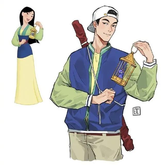 迪士尼公主全员性转，艾莎变成金发王子，花木兰有些让人失望