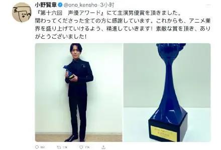 第16届声优奖公布，小野贤章绪方惠美男女主演，下野紘再得桂冠！