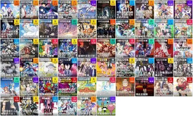 2020年10月新番播放时间及版权信息集合