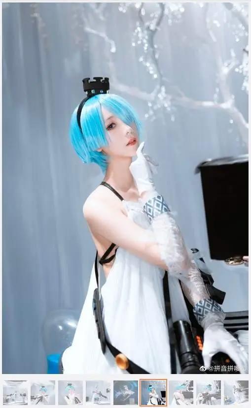 少女前线白棋皇后cosplay，如此可爱可别认为是持枪的雷姆喔