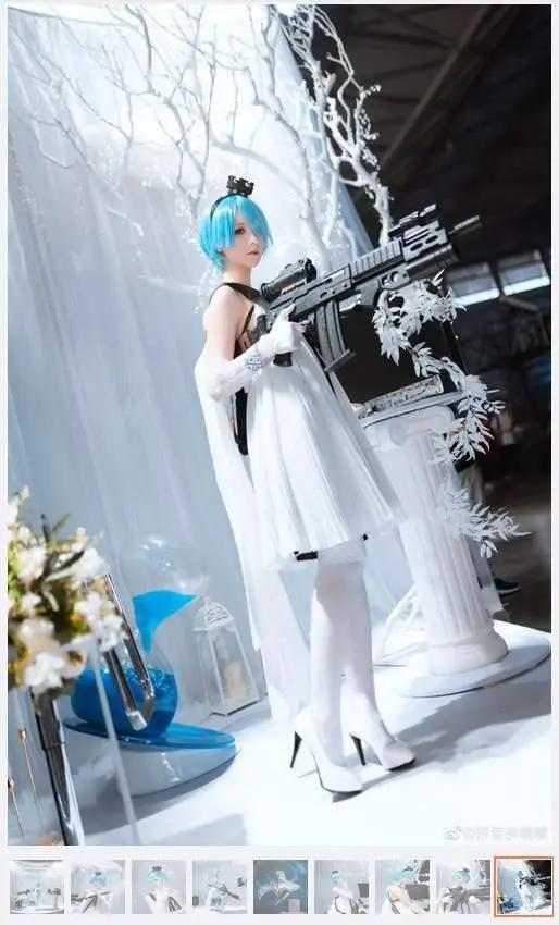 少女前线白棋皇后cosplay，如此可爱可别认为是持枪的雷姆喔