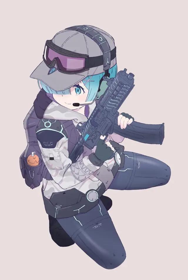 画师把蕾姆画成“战术少女”，冲锋枪比魔法好用多了！
