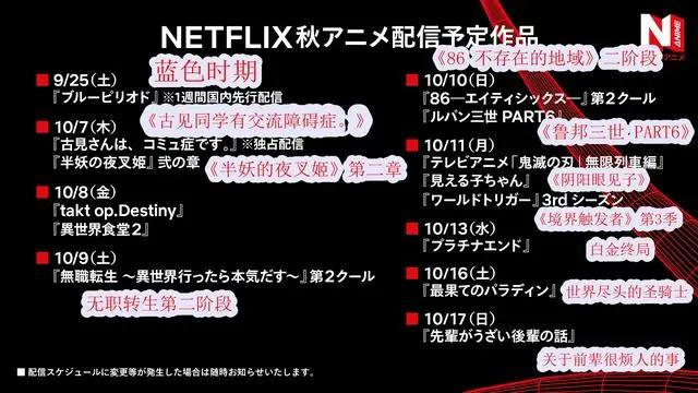 网飞发布秋季新作动画上线时间表多部新旧名作在列