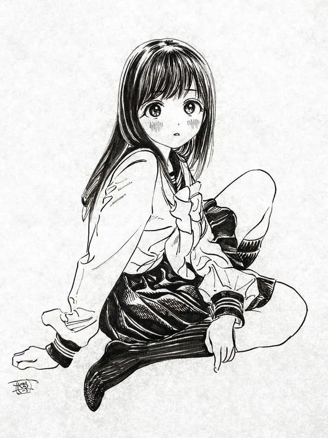 「今日有学●插画」明日酱的水手服，溢出屏幕的少女感