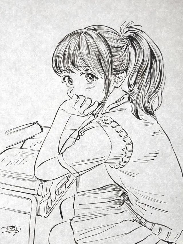 「今日有学●插画」明日酱的水手服，溢出屏幕的少女感