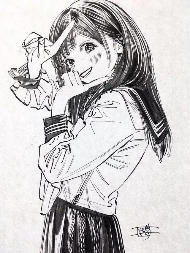 「今日有学●插画」明日酱的水手服，溢出屏幕的少女感