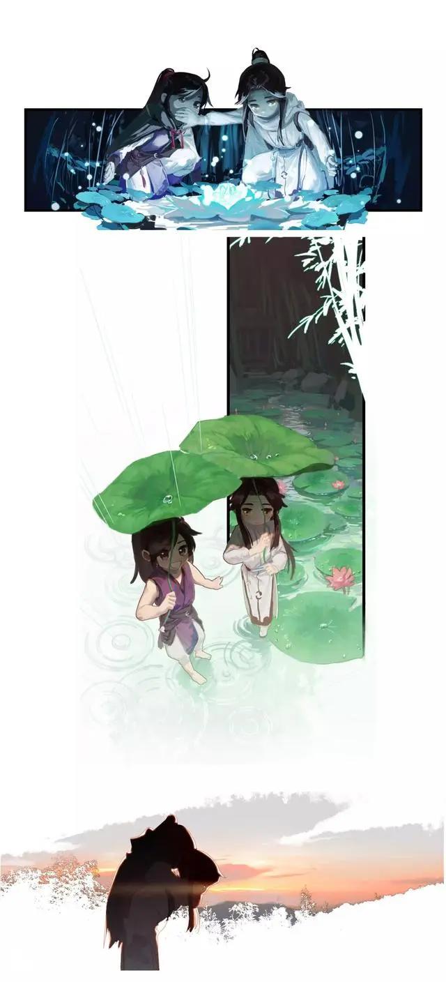 魏婴蓝湛顽童形象，联合秘境大探险，二次元仙境美图