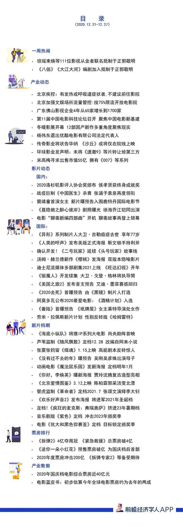 前瞻电影产业全球周报第72期：111位影视从业者联名抵制于正郭敬明