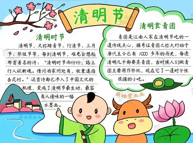 小学生清明节手抄报模板合集，简单又好看，含内容文字