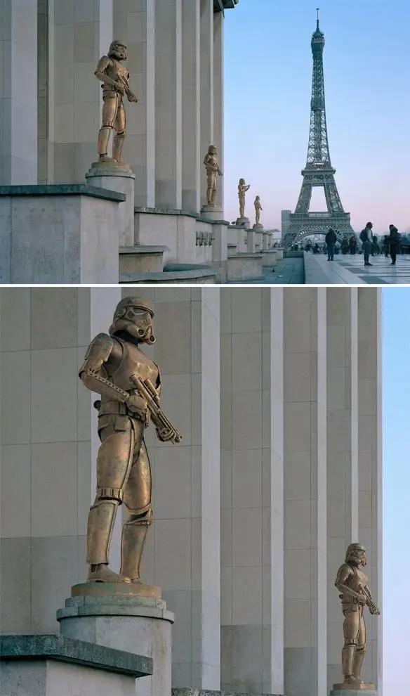 智爷和皮卡丘现身街头！如果巴黎的雕像变成电影角色