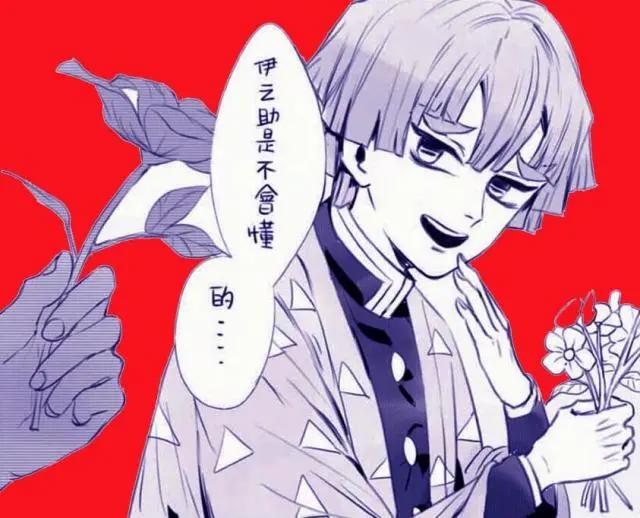 善逸因颜值高而鄙视伊之助，直到伊之助取下头套，便有了这一幕