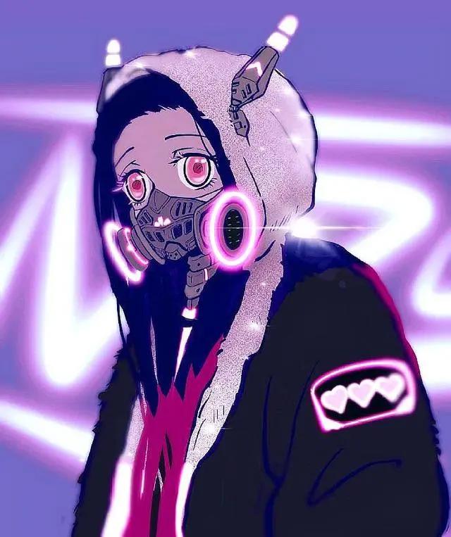 赛博朋克风下，弥豆子戴“防毒面具”，鬼灭之刃新造型“太酷了”