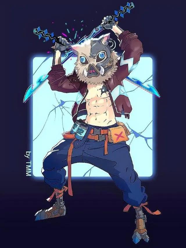 赛博朋克风下，弥豆子戴“防毒面具”，鬼灭之刃新造型“太酷了”