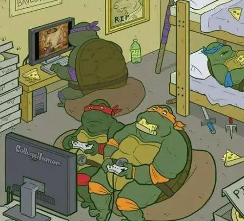 奇思妙想，当动漫角色去上大学会变成怎样？忍者神龟俨然变成肥宅