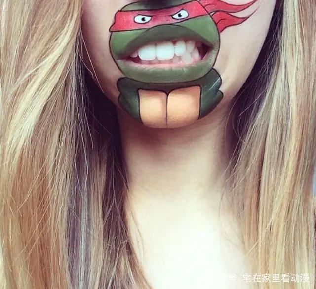 唇上的动漫人物：跳跳虎神还原，忍者神龟却被毁的面目全非！