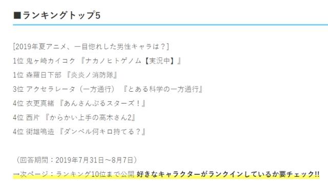 7月新番中哪个男性角色能够令人一见钟情？日媒公布调查问卷结果