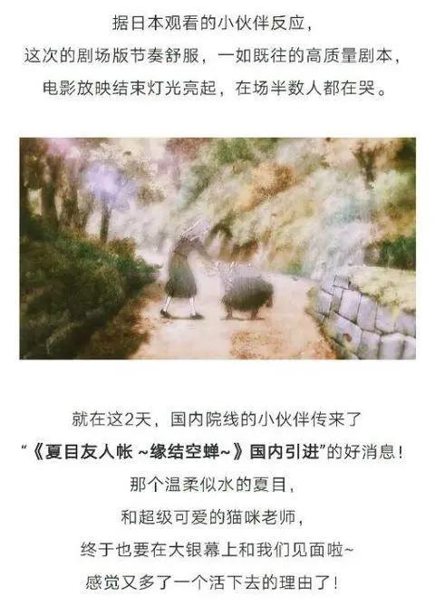 夏目友人帐唯一剧场版引进国内，漫迷表示又多了一个活下去的理由