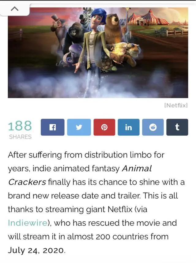 动画电影《神奇马戏团之动物饼干》登陆Netflix（网飞）