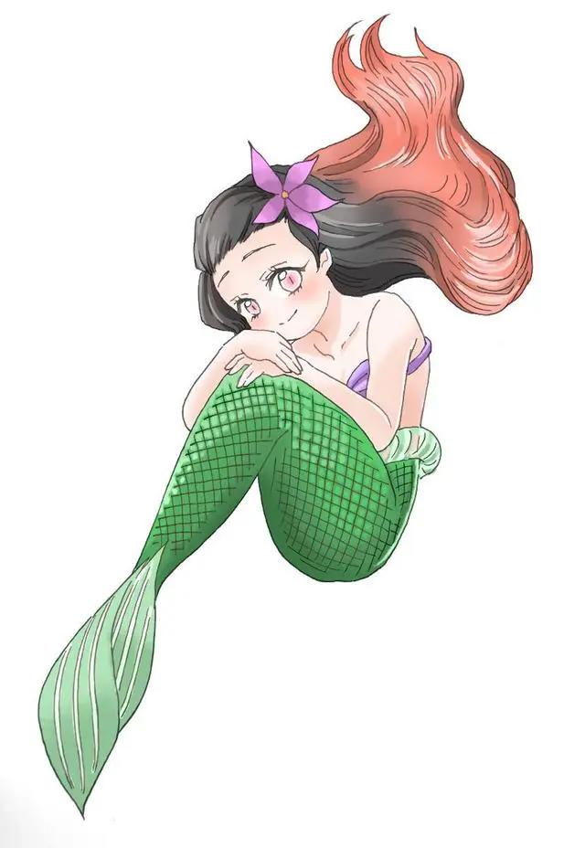 鬼灭之刃版迪士尼公主，恋柱俏皮，祢豆子妹妹化身美人鱼